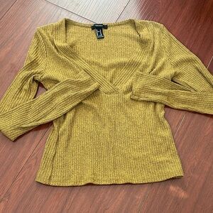 Forever 21 Golden V-Neck Sweater